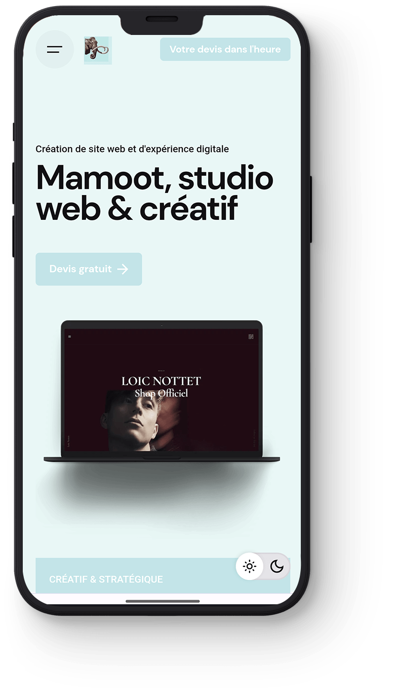 site-mobile Le site internet de Mamoot, l'agence digitale et créative