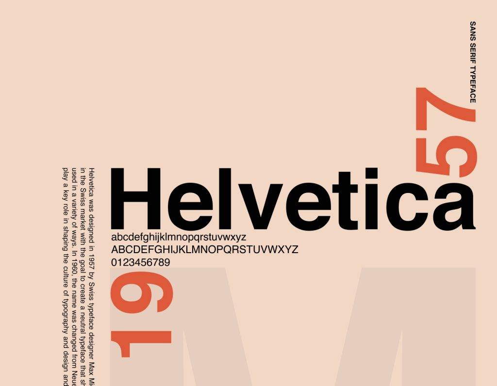 Typo Helvetica en avant avec la tendance typographique et web design